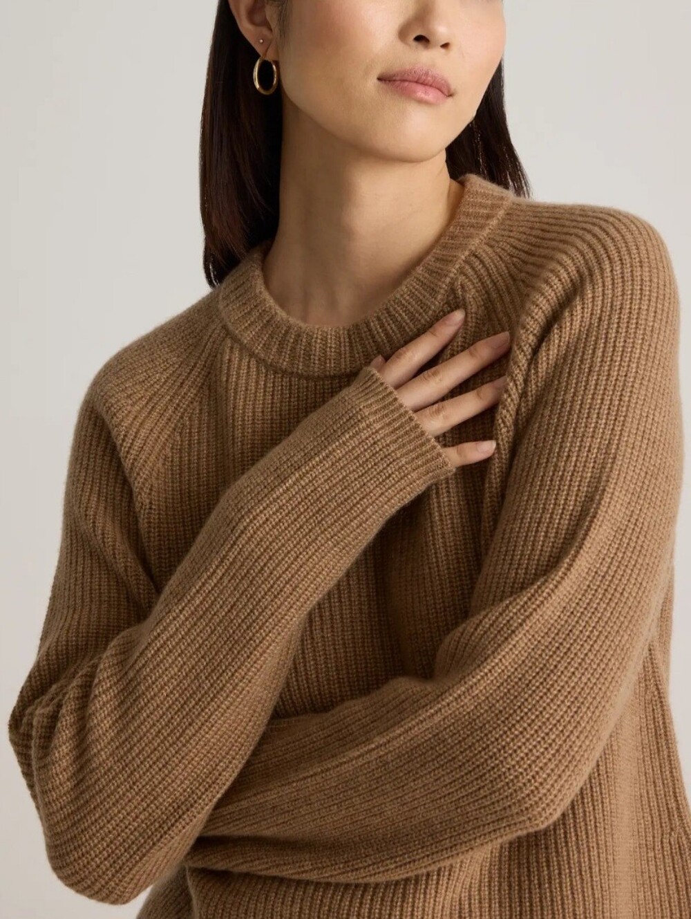 Quince Mongolian Cashmere Fisherman Crewneck Sweater